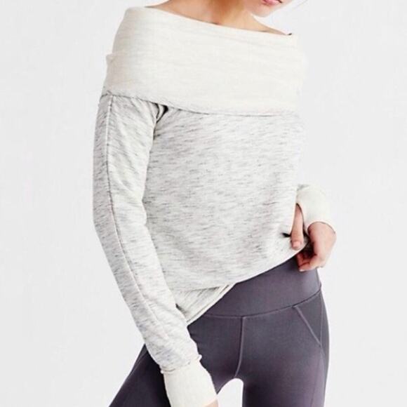 Free People Fold Over Off The Shoulder Top Gray Size Small Pit - Picture 1 of 4